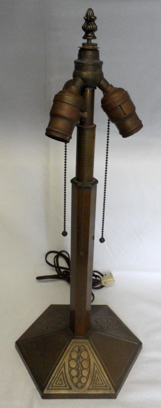 Antique Bradley & Hubbard Art Deco Metal Table Lamp / 3 Bulb / Home Decor photo