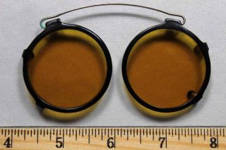 Vintage Amber Tinted Clip - On Eye Glasses / Sunglasses Non - Corrective Lenses photo