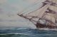 Vintage Bedford Humbero Da Silva Fernandes Clipper Ship Oil Painting Folk Art photo 3