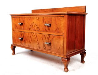 Art Deco Chest Of Drawers French Walnut Writing Desk 1930s Vintage photo