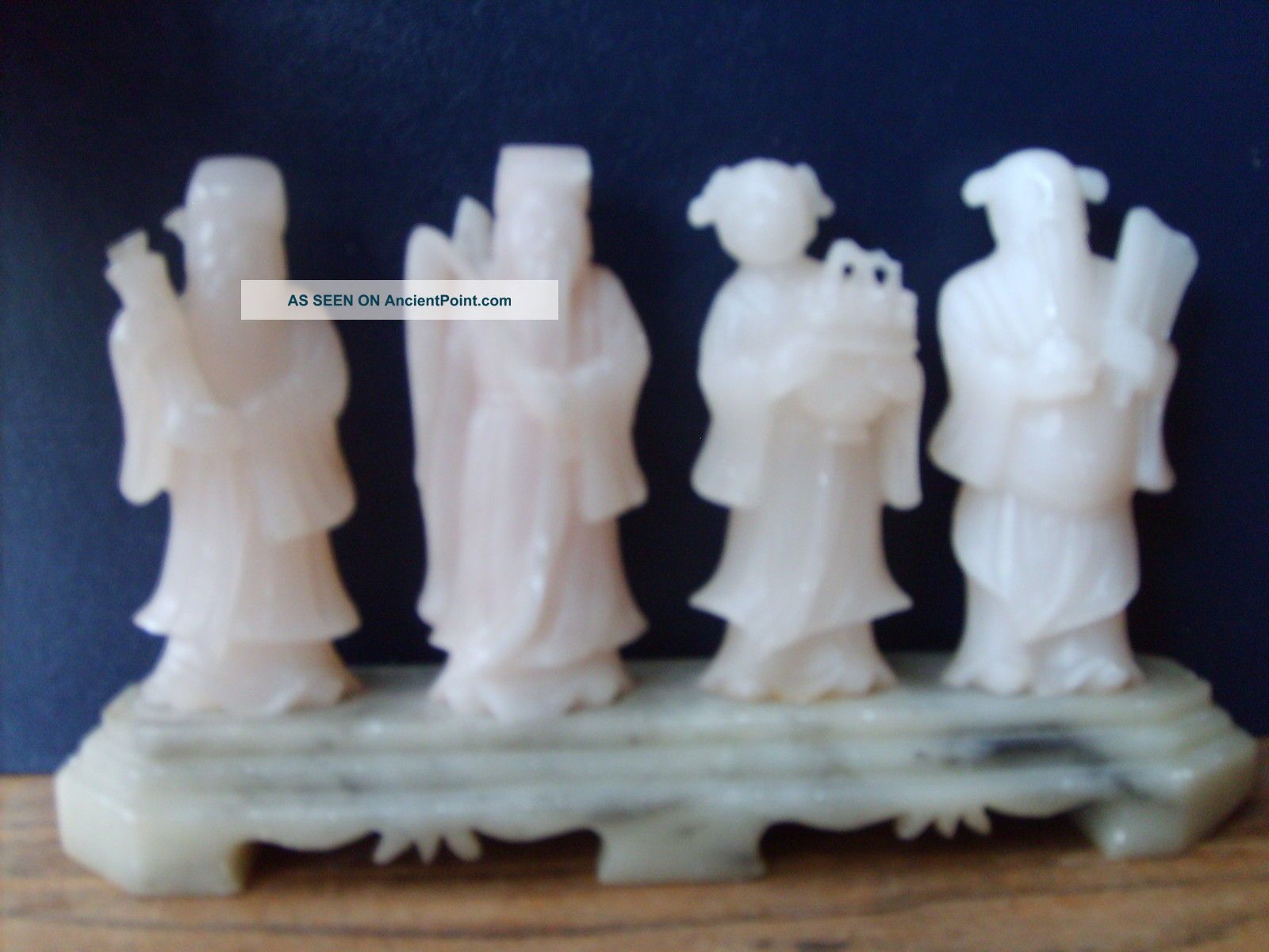 Antique Chinese Hand Carved Figures In White Hardstone. Jade/ Hardstone photo