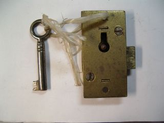 Antique British Marked Brass Cabinet Lock With Key photo