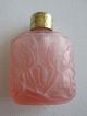 Czech Bohemia Frosted Pink Rose Glass Mini Perfume Bottle Art Deco Dauber Perfume Bottles photo 2