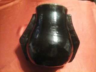 Vintage Dark Brown Antique Salt Glazed Stoneware Vase / Jug / Pot photo