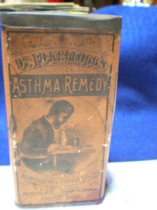 Dr.  J.  D.  Kellogg ' S Asthma Remedy Antique Tin - Northrup & Lyman - 1900 ' S photo