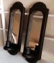 Primitive Wooden Pair Wooden Mirrored Sconces Primitives photo 1