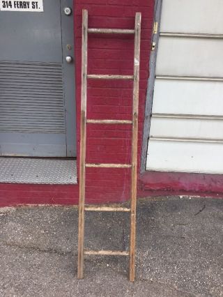 Authentic Wood Wooden Ladder Primitive 6 Ft Farm House Rustic Log Cabin photo