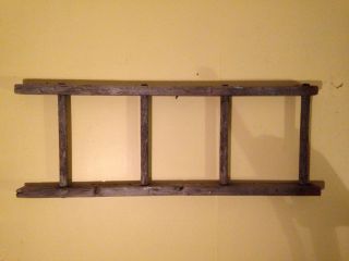 Primitive Small Wood Ladder Sun Bleached Grey 4 Rung 44 