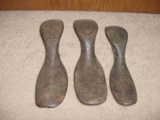 Antique Curved Shoe Lasts Or Boot Forms Heavy Metal 3 No Mfg Markings Primitives photo