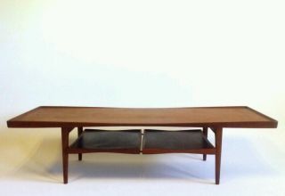 Vintage Teak Coffee Table Atomic Selig Trays Danish Modern Solid Wood Midcentury photo