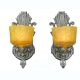 Antique Art Deco Amber Slip Shade Wall Sconces By Lincoln Mfg (ant - 290) Art Deco photo 1