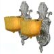 Antique Art Deco Amber Slip Shade Wall Sconces By Lincoln Mfg (ant - 290) Art Deco photo 2