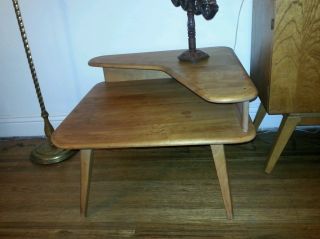 Haywood Wakefield Mid Century Two Tier End Table. photo