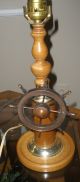 Vintage Ship Wheel Table Lamp Nautical Wood Lamps & Lighting photo 1