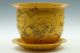 Fine Chinese A Pair Yellow Glaze Porcelain Carved Dragon Flowers Pot Pots photo 4
