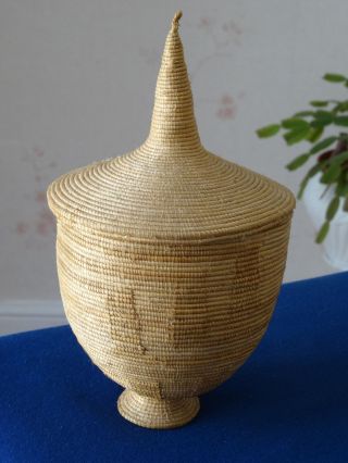 Decorative Coiled African Woven Straw Bowl/container photo