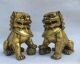 China Family Feng Shui Copper Brass Door Foo Dogs Talisman Lion Beast Pair Foo Dogs photo 1