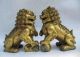China Family Feng Shui Copper Brass Door Foo Dogs Talisman Lion Beast Pair Foo Dogs photo 2