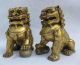 China Family Feng Shui Copper Brass Door Foo Dogs Talisman Lion Beast Pair Foo Dogs photo 3