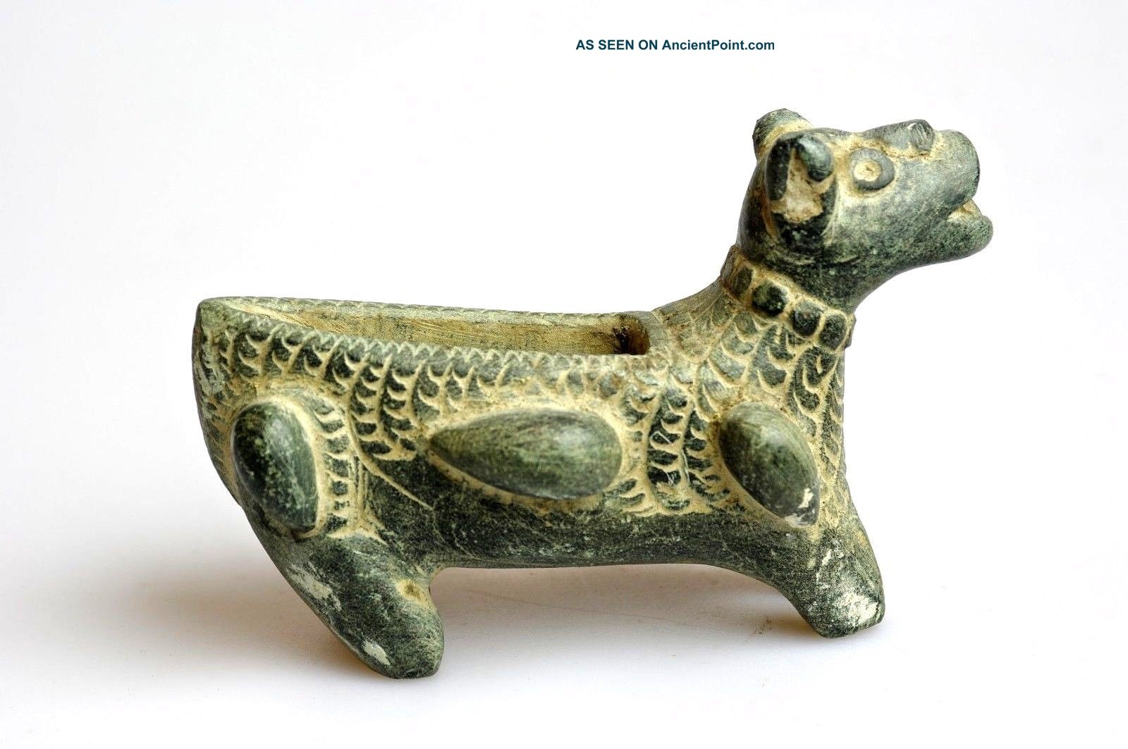 Ancient Persian Alabaster Oil Lamp - Shaped As A Dog Afghanistan Islamic photo
