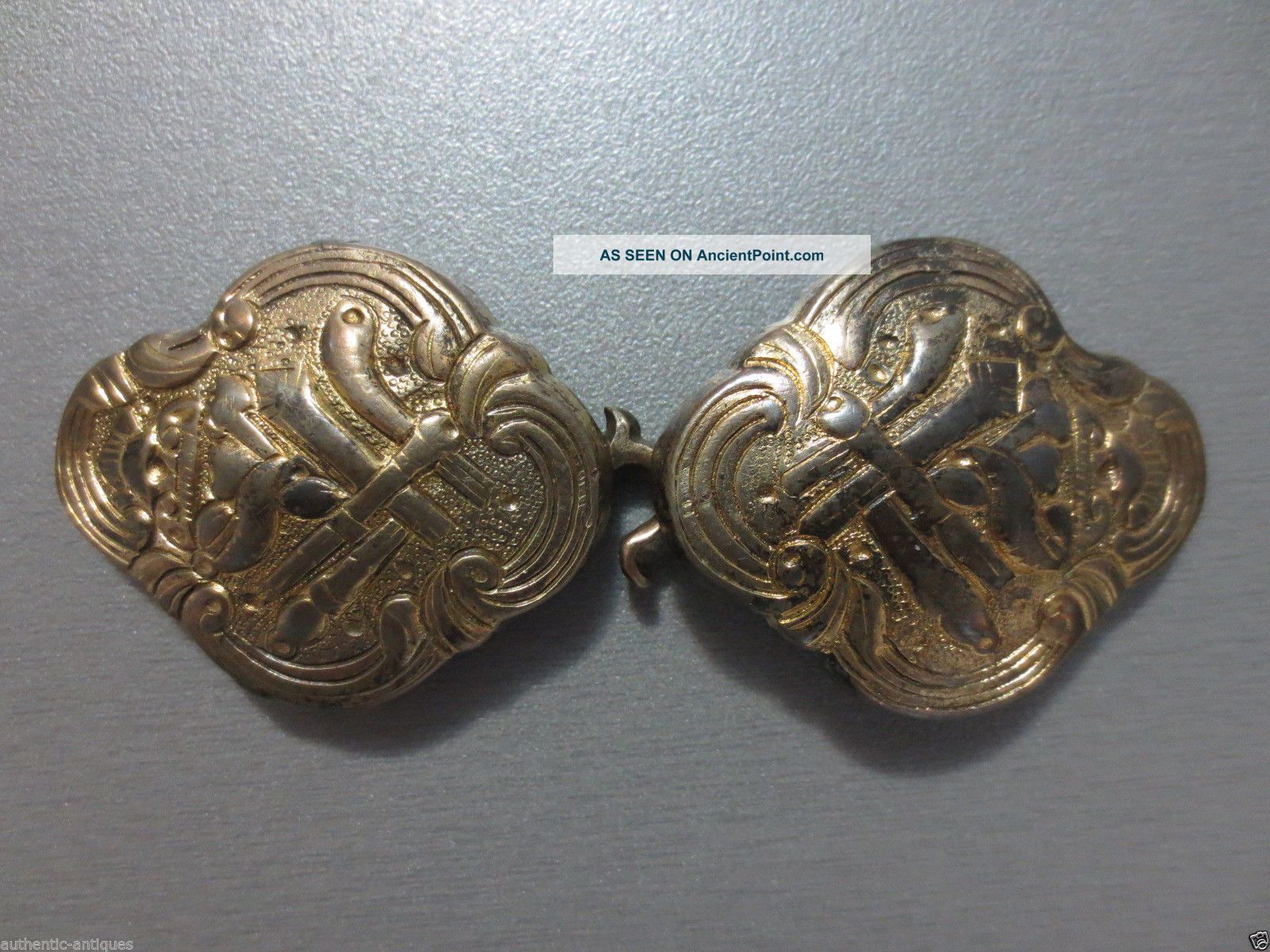 Wow Top Price Antique Ottoman Silver Alloy Gilded Belt Buckle Greece Macedonian Islamic photo