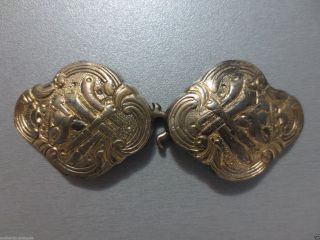 Wow Top Price Antique Ottoman Silver Alloy Gilded Belt Buckle Greece Macedonian photo