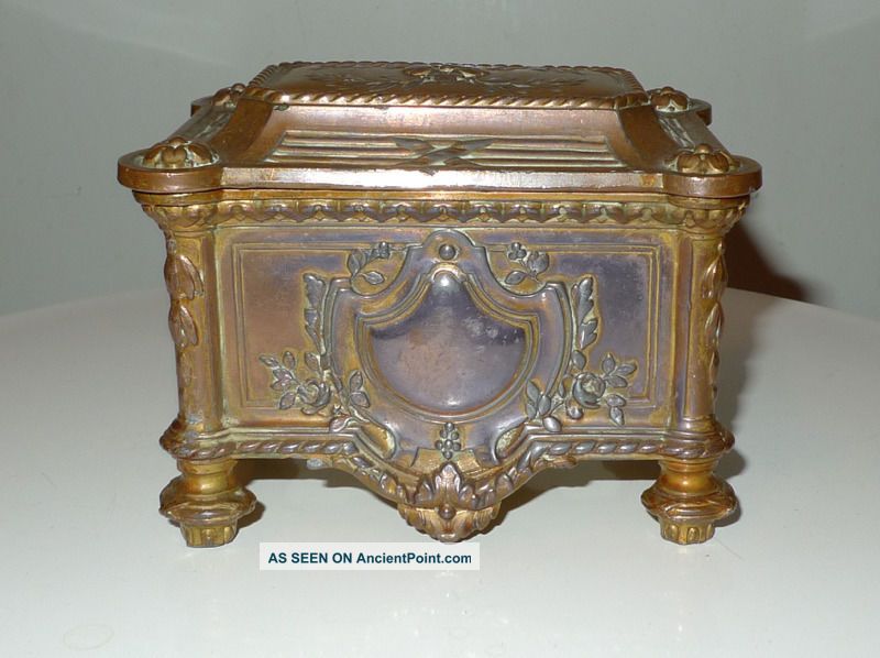 Ormulu Style French/france Metal Jewelry Casket Depose No.  11 Metalware photo