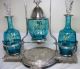 Victorian Meriden Silver Plate & Enameled Art Glass Vanity Garniture 1880s Perfume Bottles photo 1
