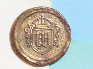 Button Emblem Brass Round Crown Shield Lpa Lpb Logo Perhaps 15/16” Diameter photo