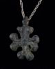 Rare Ancient Medieval 6 - 9th Century Byzantine Cross Loop Pendant Silver Necklace Byzantine photo 1