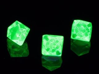 (3) 12mm Art Deco Vtg Czech Hand Faceted Geometric Green Uranium Glass Buttons photo