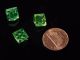 (3) 12mm Art Deco Vtg Czech Hand Faceted Geometric Green Uranium Glass Buttons Buttons photo 2