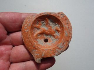 Ancient Roman Pottery Oil Lamp Fragment,  Decorated With Flying Pegasus photo