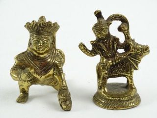 2 Quality Brass Aztec South American Indian Figures Pre Columbian America photo