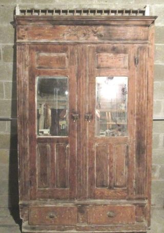 Antique Oak Closet Front Butlers Pantry Linen Cabinet Architectural Salvage photo