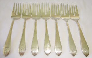 7x Sterling Silver Dessert Forks Pointed Antique Pat By Dominick & Haff (geo) photo