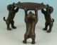 Lovely Chinese Old Bronze Carved Collect Handwork Dog Statue Oil Lamp Ornament 20th Century photo 1
