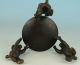 Lovely Chinese Old Bronze Carved Collect Handwork Dog Statue Oil Lamp Ornament 20th Century photo 3