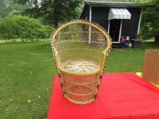 Vintage Child Size Wicker Medium Height Peacock Back Chair photo