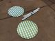 2 Mid Century Modern Metal Table Tray Porch Outdoor Vtg Green Patio Side Round Post-1950 photo 2