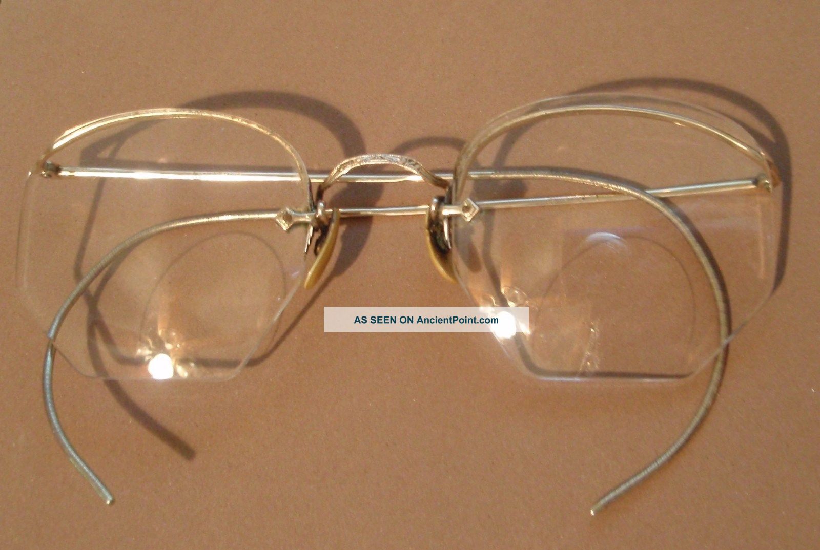 Antique Bifocal Eyeglasses 1/10 12kt Gold Filled With Case 1920s Optical photo
