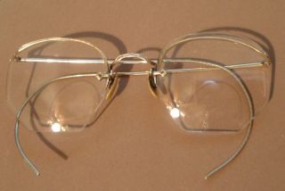 Antique Bifocal Eyeglasses 1/10 12kt Gold Filled With Case 1920s photo