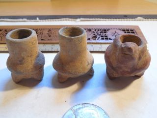 3 Mayan Tripod Vessels Poison Pot Pre - Columbian Pottery Ancient Artifact Archaic photo