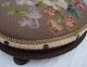 Antique Old Needlepoint Oval Bench Foot Stool Footstool 1800-1899 photo 6