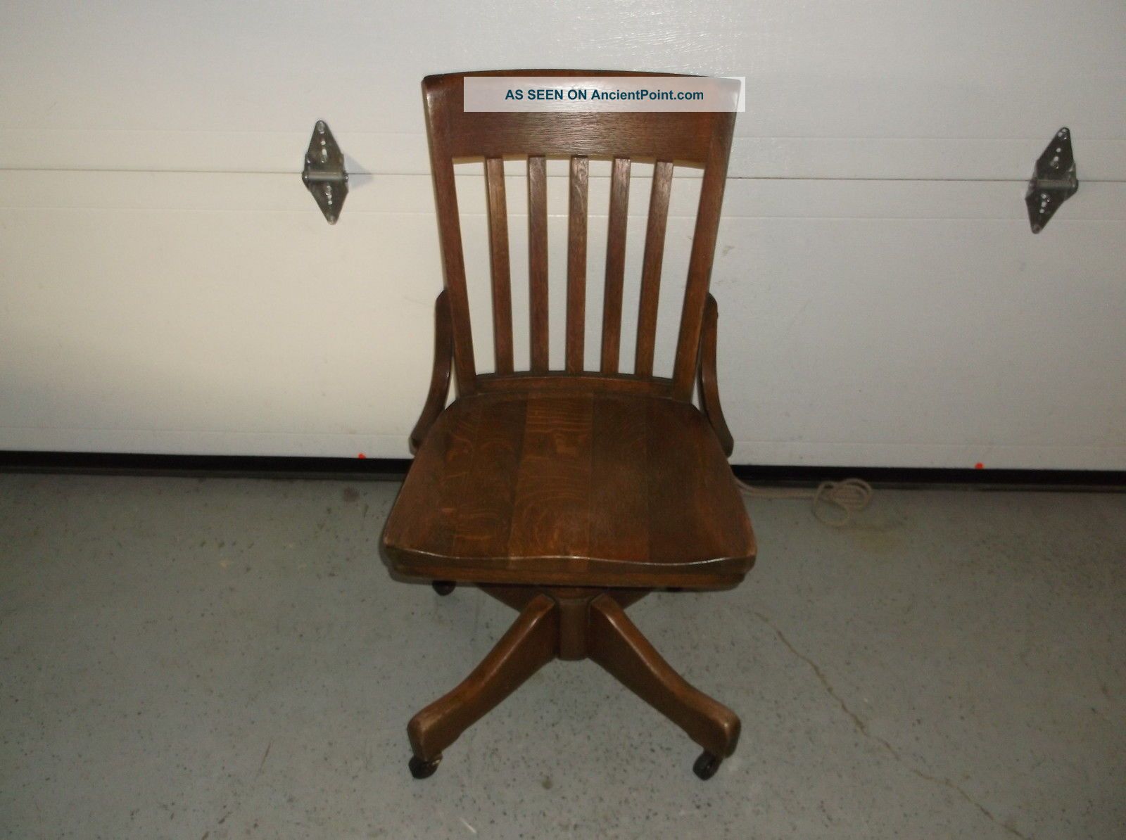 Antique Swivel Oak Office/desk Chair 1900-1950 photo