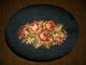 Victorian Oval Walnut Needlepoint Foot Stool Red Roses Shabby Vintage F.  B.  M.  Co Post-1950 photo 1