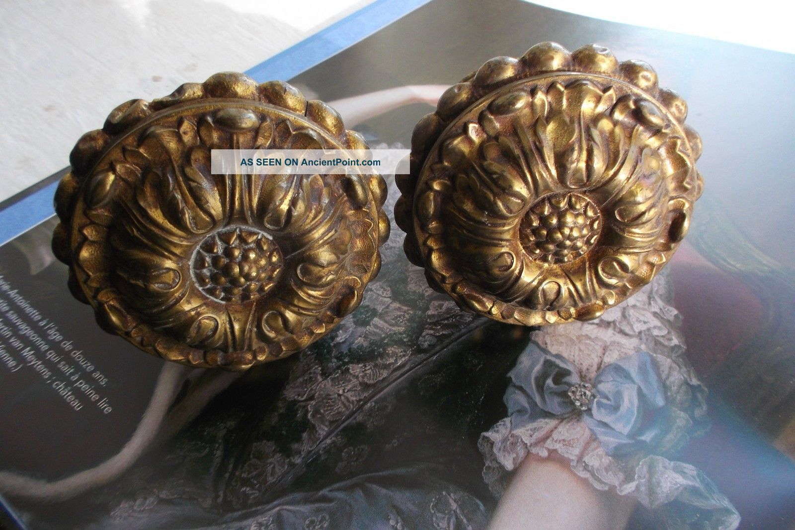 French Antique C.  1900 Ornate Bronze Finials Interior Finishing Metalware photo