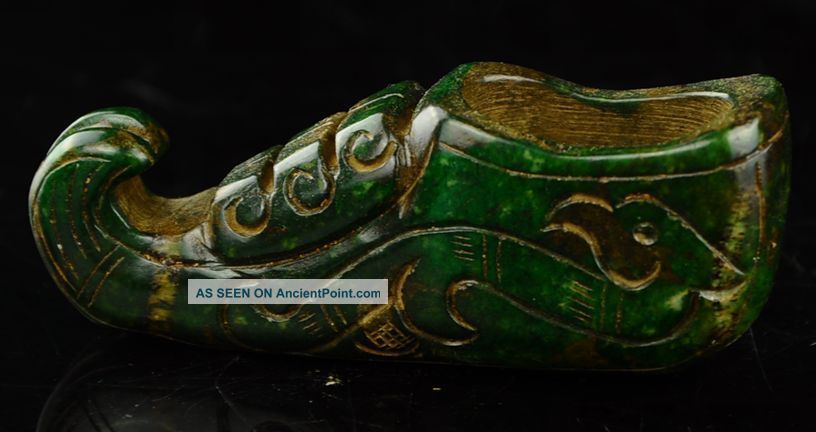 Chinese Old Jade Hand Carved Statue Of Shoes Very Good Y11 Other Antique Chinese Statues photo