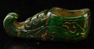 Chinese Old Jade Hand Carved Statue Of Shoes Very Good Y11 photo
