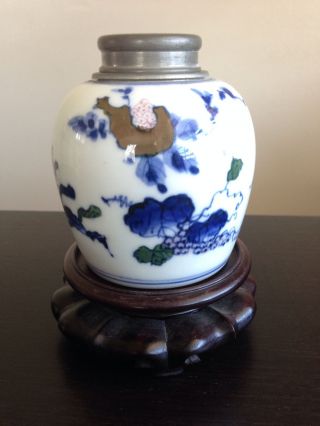 Chinese Antique Blue White Fruit Blossom Tea Caddy Jar Signed Porcelain Art Wow photo